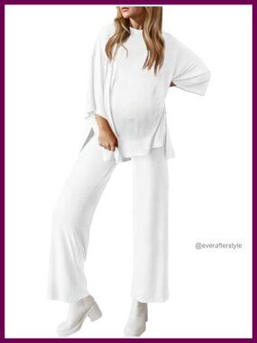 Maternity Pajama Set 2 Piece Long Sleeve Tops & Pants with Pockets